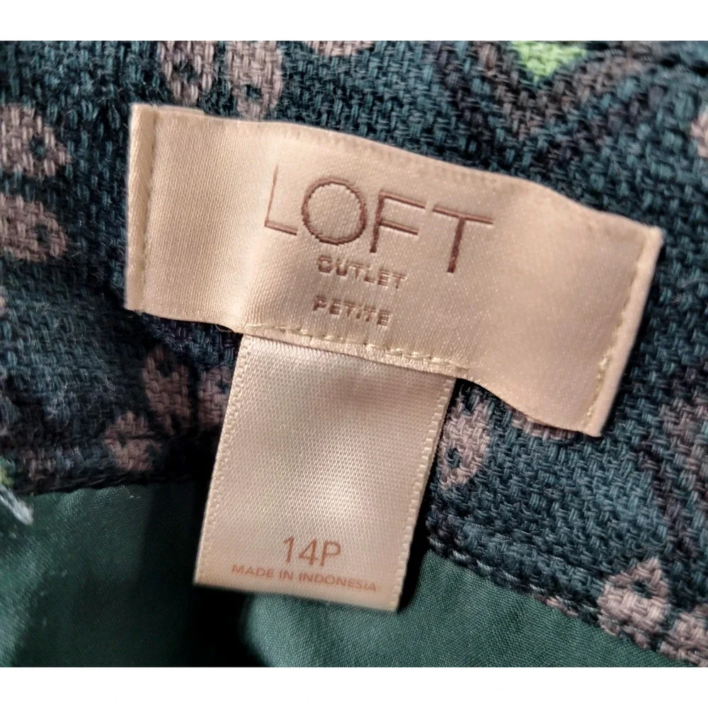 LOFT‎ Outlet Pencil Skirt Womens 14P Petite Textured Floral Zipper Casual Career